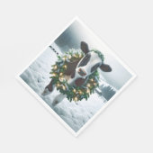 Kerst Koe Het dragen van een krans Servet (Hoek)