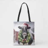 Kerst Koe Het dragen van een krans Tote Bag (Voorkant)