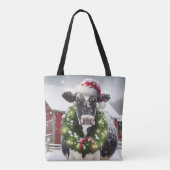 Kerst Koe Het dragen van een krans Tote Bag (Achterkant)