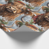 Kerst Koe highlander Cadeaupapier (Hoek)