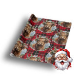 Kerst Koe highlander rood Cadeaupapier