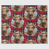 Kerst Koe highlander rood Cadeaupapier (Vlak)