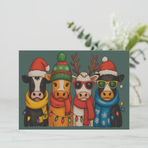 Kerst Koe Liefhebber Boerderij Boer Santa Highland Feestdagenkaart