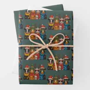 Kerst Koe Liefhebber Boerderij Kerstman Schotse Ho Inpakpapier Vel
