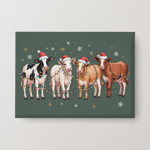 Kerst Koe Liefhebber Cadeau Grappige Vakantie Boer Button