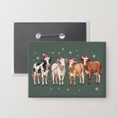 Kerst Koe Liefhebber Cadeau Grappige Vakantie Boer Button (Voorkant / Achterkant)