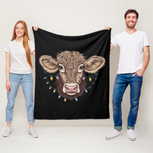 Kerst Koe Liefhebber Licht Boerderij Boer Xmas Fleece Deken