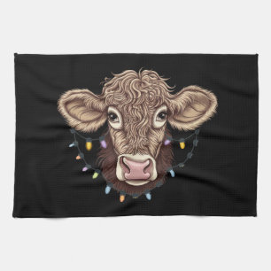 Kerst Koe Liefhebber Lichten Boerderij Boer Xmas Theedoek