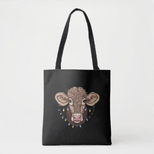 Kerst Koe Liefhebber Lichten Boerderij Boer Xmas Tote Bag