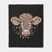Kerst Koe Lover Lights Boerderij Boer Xmas Fleece Deken (Voorkant)
