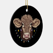 Kerst Koe Lover Lights Boerderij Boer Xmas Keramisch Ornament (Rechts)
