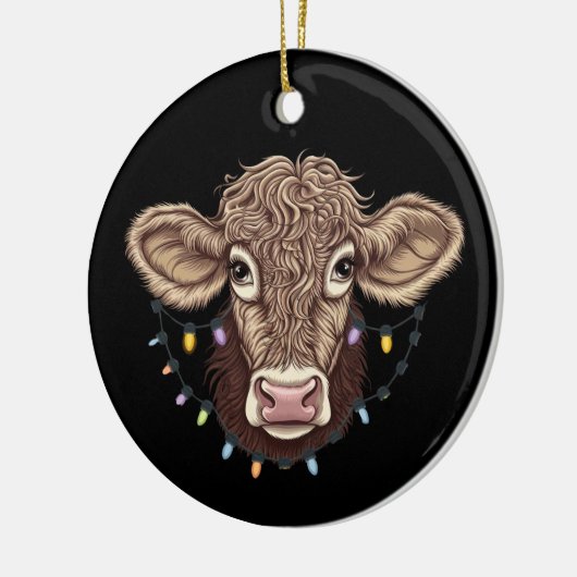 Kerst Koe Lover Lights Boerderij Boer Xmas Keramisch Ornament (Links)