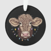 Kerst Koe Lover Lights Boerderij Boer Xmas Ornament (voorkant)