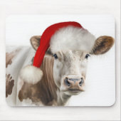 Kerst Koe met Santa Hat Muismat (Voorkant)
