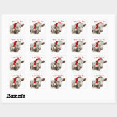 Kerst Koe met Santa Hat Vierkante Sticker (Vel)