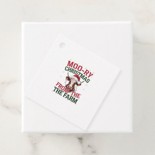 Kerst Koe Moo-ry Kerst uit het Boerderij Bedankjes Labels (In situ)