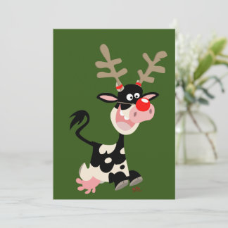 Kerst Koe of rendieren? Wenskaart Feestdagenkaart