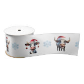 Kerst Koe Paar & Sneeuwvlok 3" Lint (Spoel)