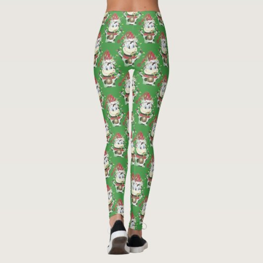 Kerst koe patroon groene leggings (Achterkant)