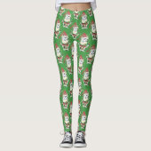 Kerst koe patroon groene leggings (Voorkant)