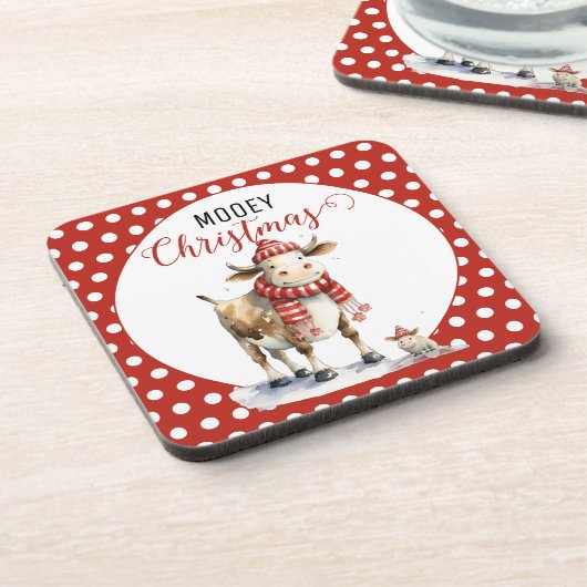 Kerst Koe Pun Bier Onderzetter (Linkerzijde)