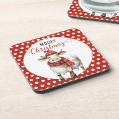 Kerst Koe Pun Bier Onderzetter (Linkerzijde)