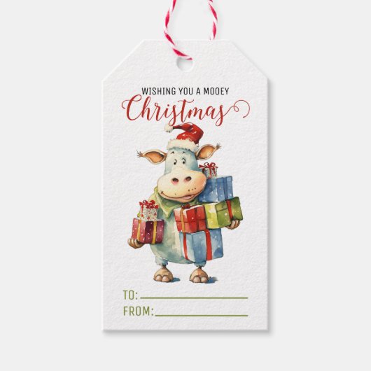 Kerst Koe Pun Cadeaulabel (Voorkant)