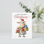 Kerst Koe Pun Feestdagenkaart (Staand voorkant)