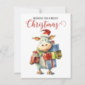 Kerst Koe Pun Feestdagenkaart (Voorkant)