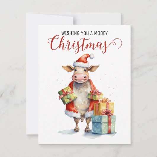 Kerst Koe Pun Feestdagenkaart (Voorkant)