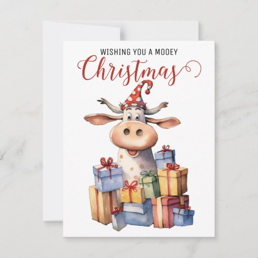 Kerst Koe Pun Feestdagenkaart (Voorkant)