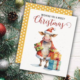 Kerst Koe Pun Feestdagenkaart