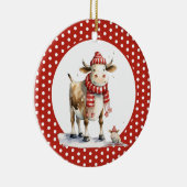 Kerst Koe Pun Keramisch Ornament (Rechts)