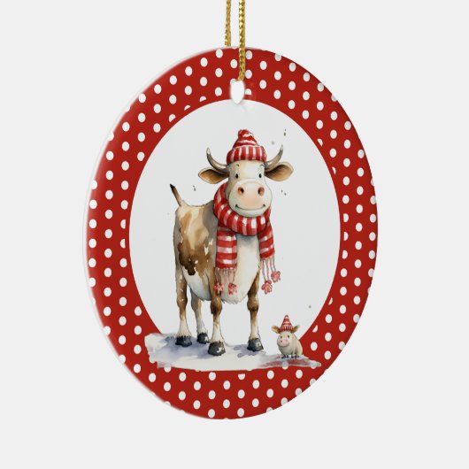 Kerst Koe Pun Keramisch Ornament (Rechts)