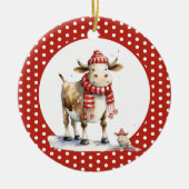 Kerst Koe Pun Keramisch Ornament (Voorkant)