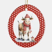 Kerst Koe Pun Keramisch Ornament (Links)
