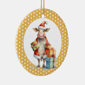 Kerst Koe Pun Keramisch Ornament (Rechts)