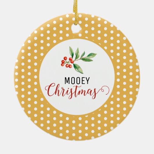 Kerst Koe Pun Keramisch Ornament (Achterkant)