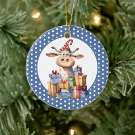 Kerst Koe Pun Keramisch Ornament