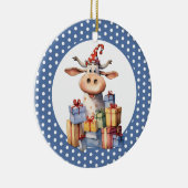 Kerst Koe Pun Keramisch Ornament (Rechts)