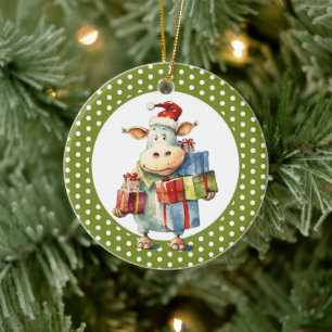 Kerst Koe Pun Keramisch Ornament