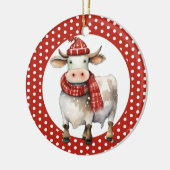 Kerst Koe Pun Keramisch Ornament (Links)