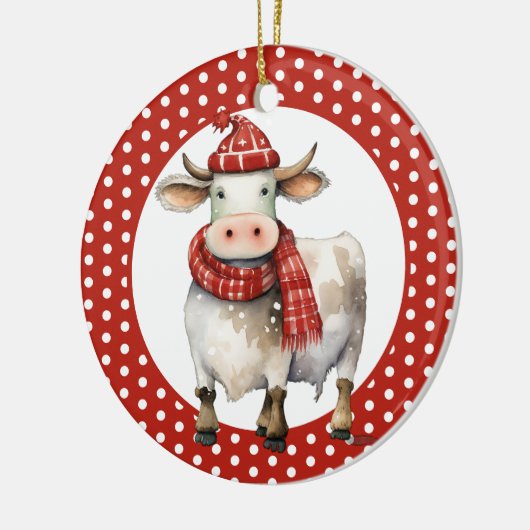Kerst Koe Pun Keramisch Ornament (Links)