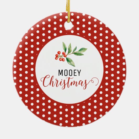 Kerst Koe Pun Keramisch Ornament (Achterkant)