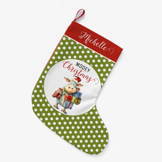 Kerst Koe Pun Kleine Kerstsok (Voorkant (Hangend))