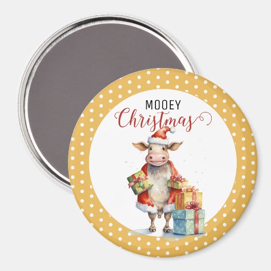 Kerst Koe Pun Magneet (Voorkant / Achterkant)