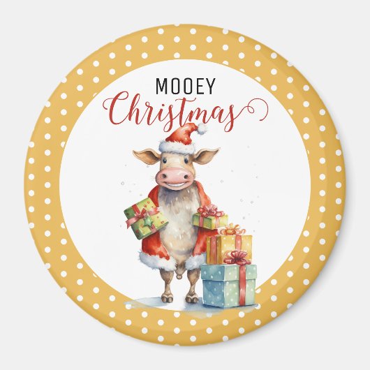 Kerst Koe Pun Magneet (Voorkant)