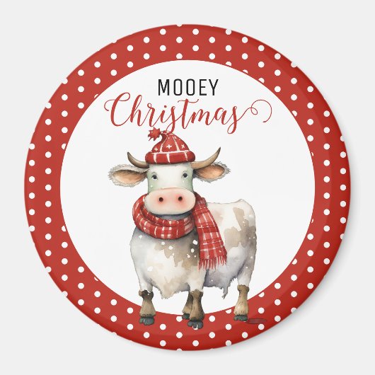 Kerst Koe Pun Magneet (Voorkant)