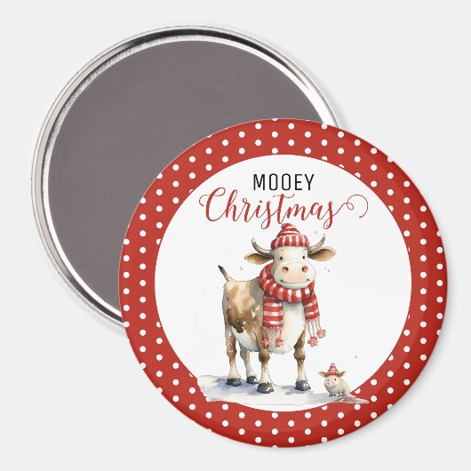 Kerst Koe Pun Magneet (Voorkant / Achterkant)