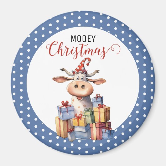 Kerst Koe Pun Magneet (Voorkant)